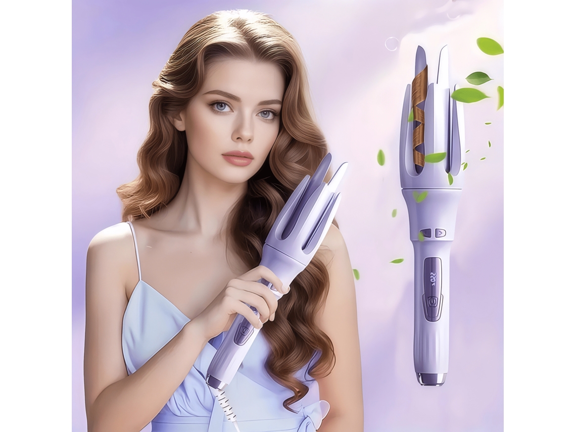 Tenaza Rizadora Automática Iónica 4 Niveles Calor Doble Voltaje, Portátil Para Maleta Viaje, Funciona Cualquier Enchufe, Todo Cabello