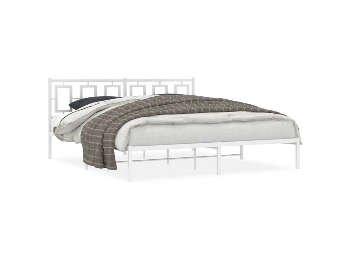 Maison Exclusive - Estructura Cama Sin Colchón Con Cabecero Metal Blanco 183x213cm