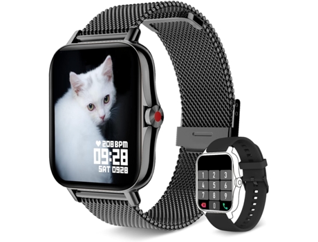 VEANXIN Reloj Inteligente 1.7HD Pantalla táctil Completa Rastreador de Ejercicios-Negro