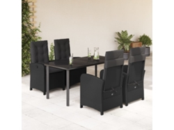 Juego de comedor de jardín de 5 piezas con cojines de mimbre negros de DKD Home Decor