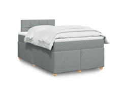 Cama Box Spring Con Colchón Tela Gris Claro 120x200 Cm