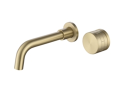 Grifo Mural Para Lavabo 042 En Latón Dorado Cepillado, Colección Scamandre