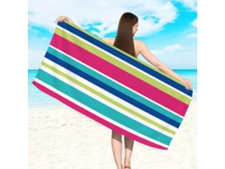 Toalla de playa de microfibra a rayas Yuysan, de alta absorción y secado rápido, 150 x 75 cm, modelo ST723, rojo y azul.