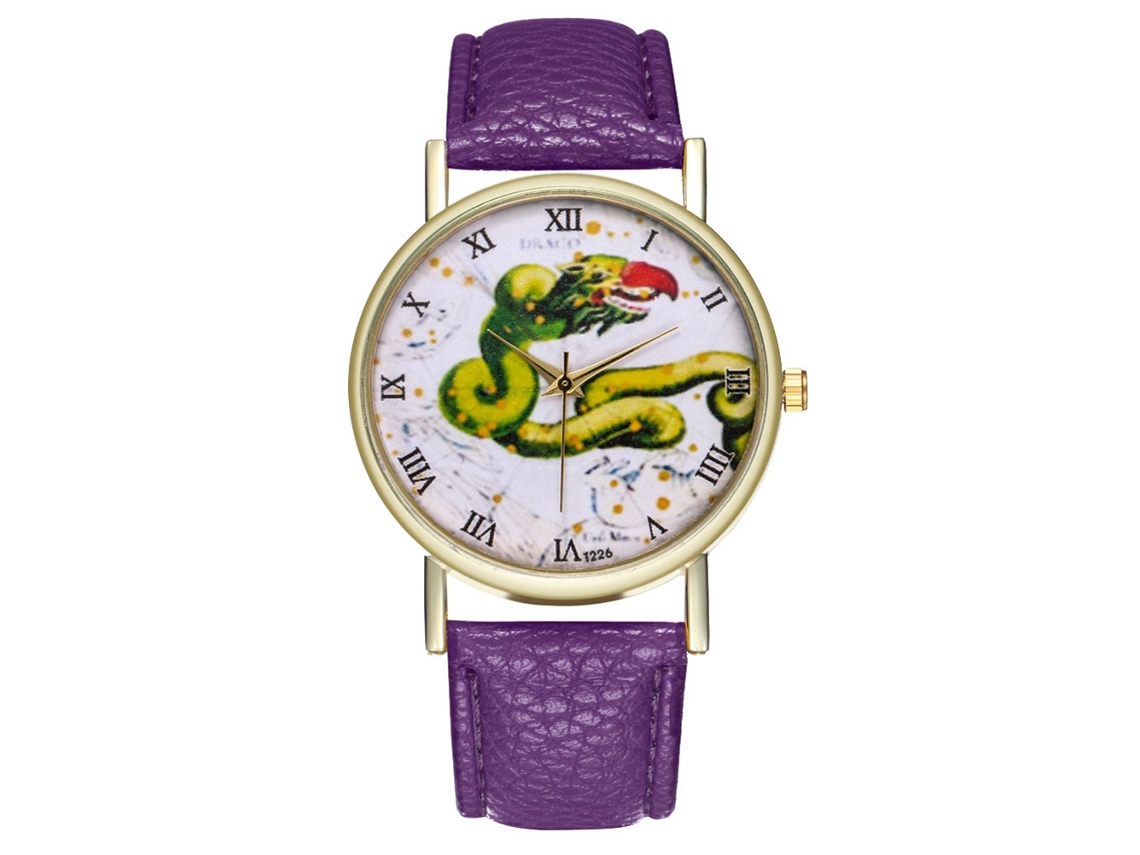 Reloj De Pulsera Analógico De Cuarzo Con Dial Redondo Moda (morado)