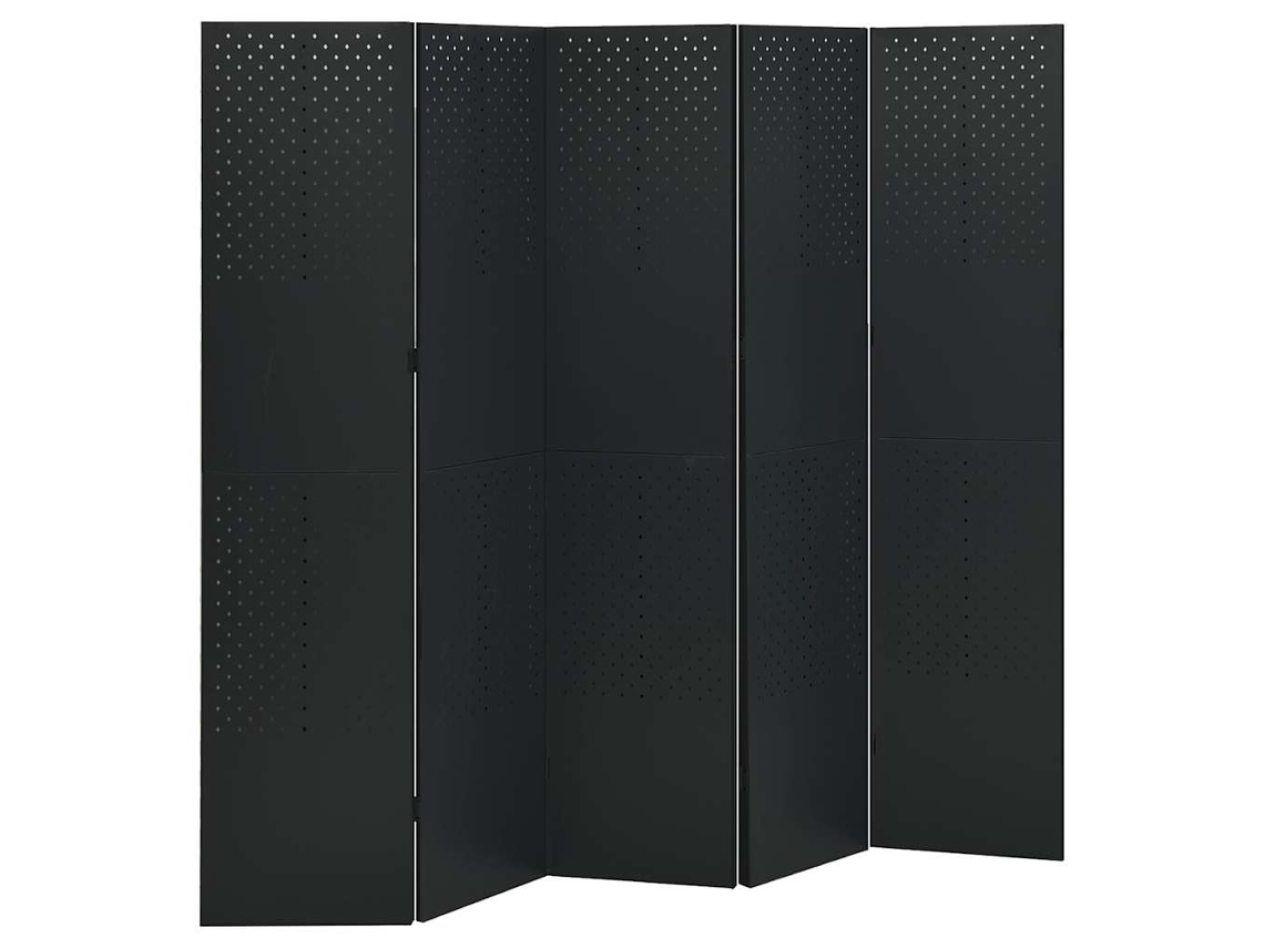 Divisórias/biombos com 5 Painéis 2 Pcs Aço 200x180 Cm Preto MAISON EXCLUSIVE