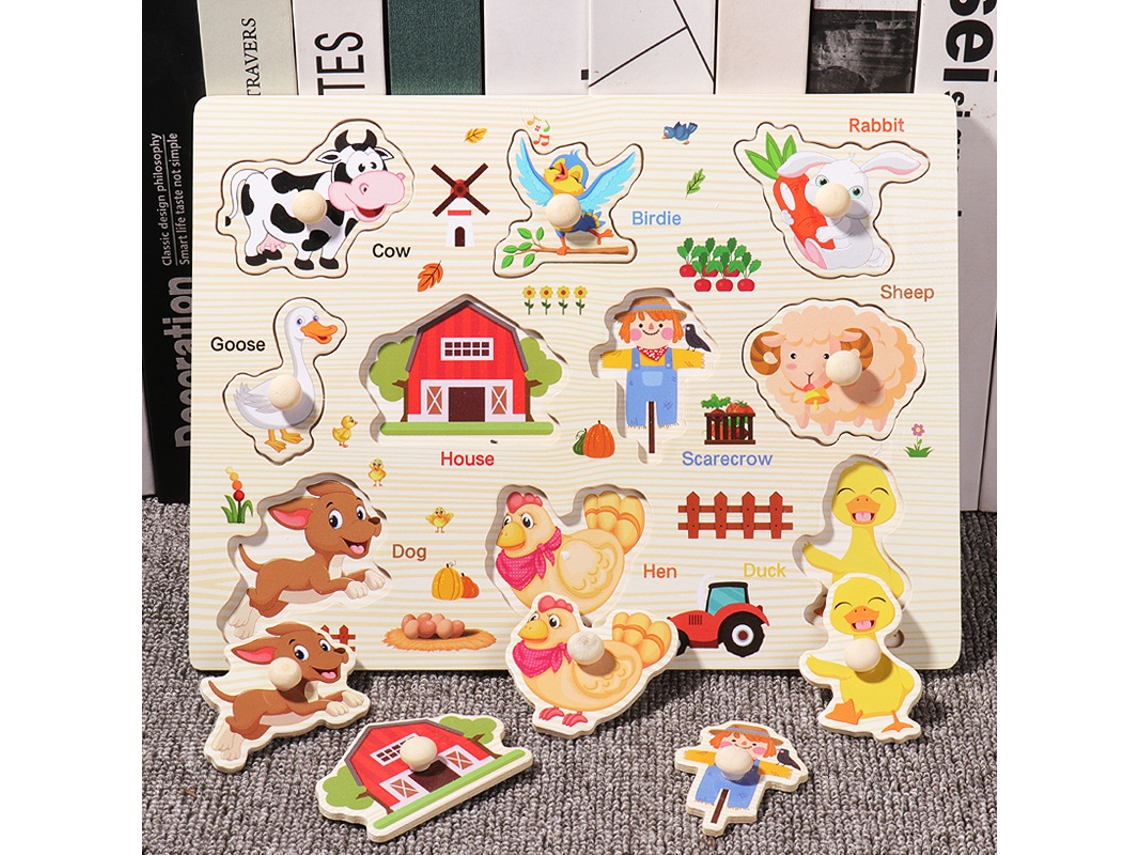 Puzzle Madeira Formas Animais Quinta – Educativo, 1+ Ano, Aprendizagem