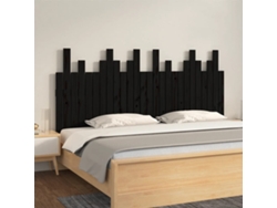 Cabecero De Cama De Pared Madera Maciza Pino Negro 166x3x80 Cm