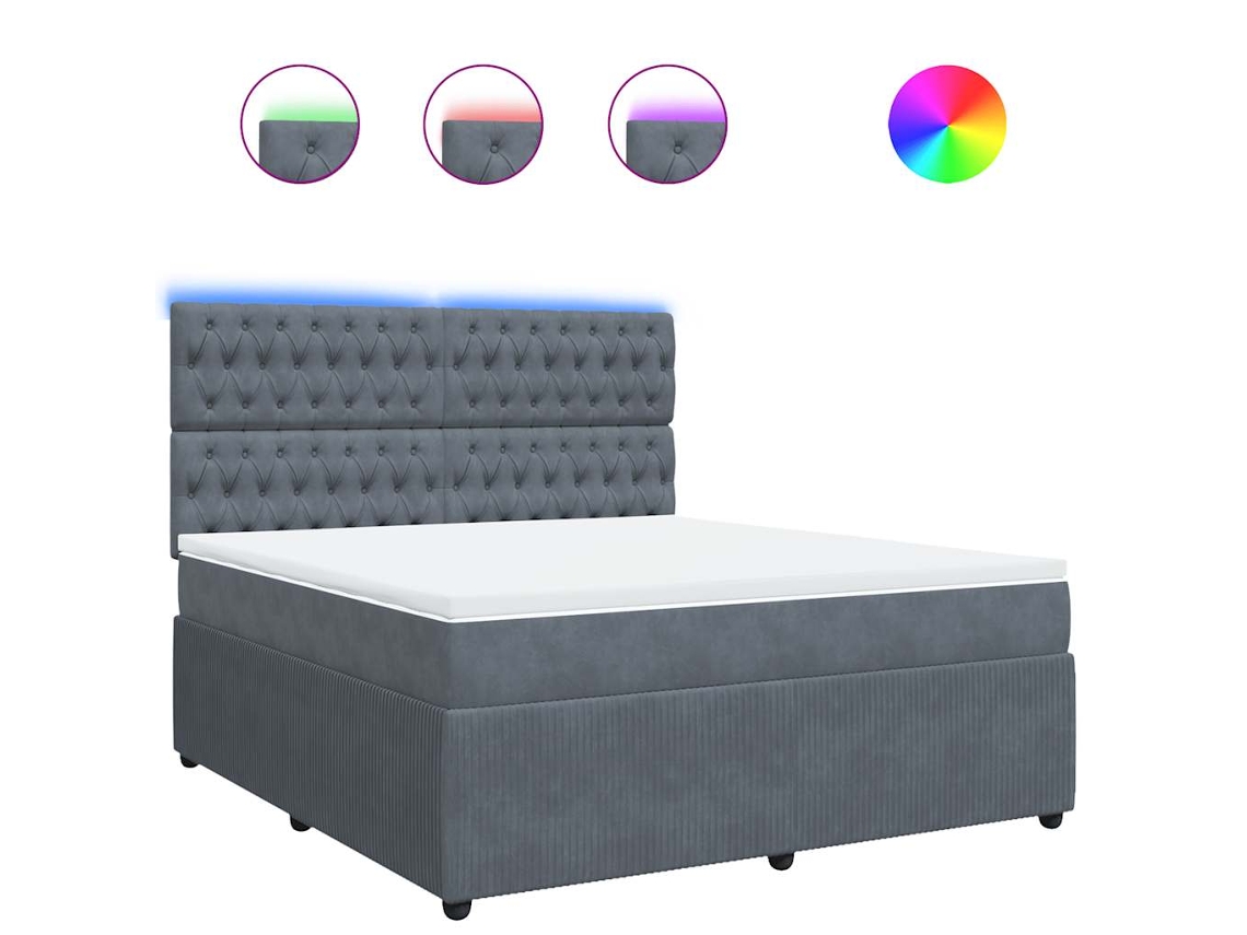 Maison Exclusive - Cama Box Spring Con Colchón Terciopelo Gris Oscuro 180x200 Cm