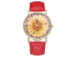 Reloj De Cuarzo Con Correa De Cuero Pu Unisex Dial De Números Romanos Zhoulianfa (rojo)