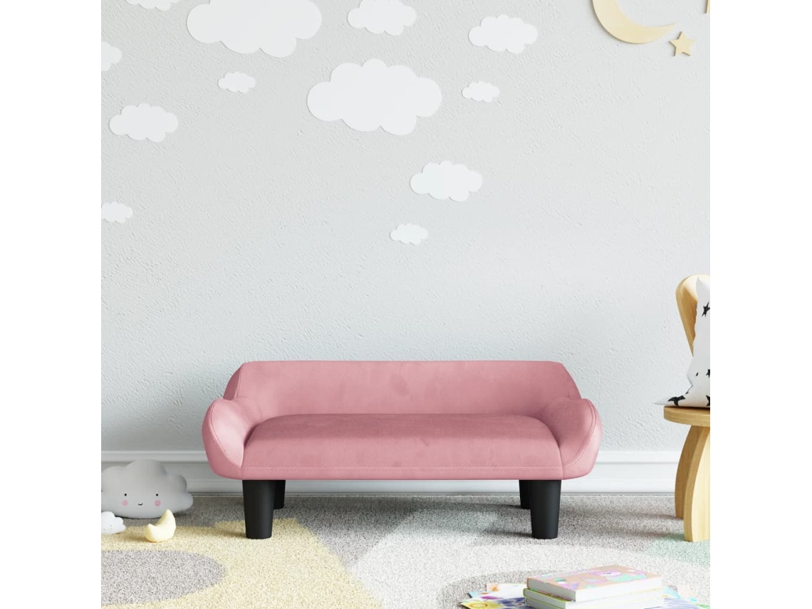 Sofá infantil 70x40x24 cm en terciopelo rosa Wsd204258 Adorable Home