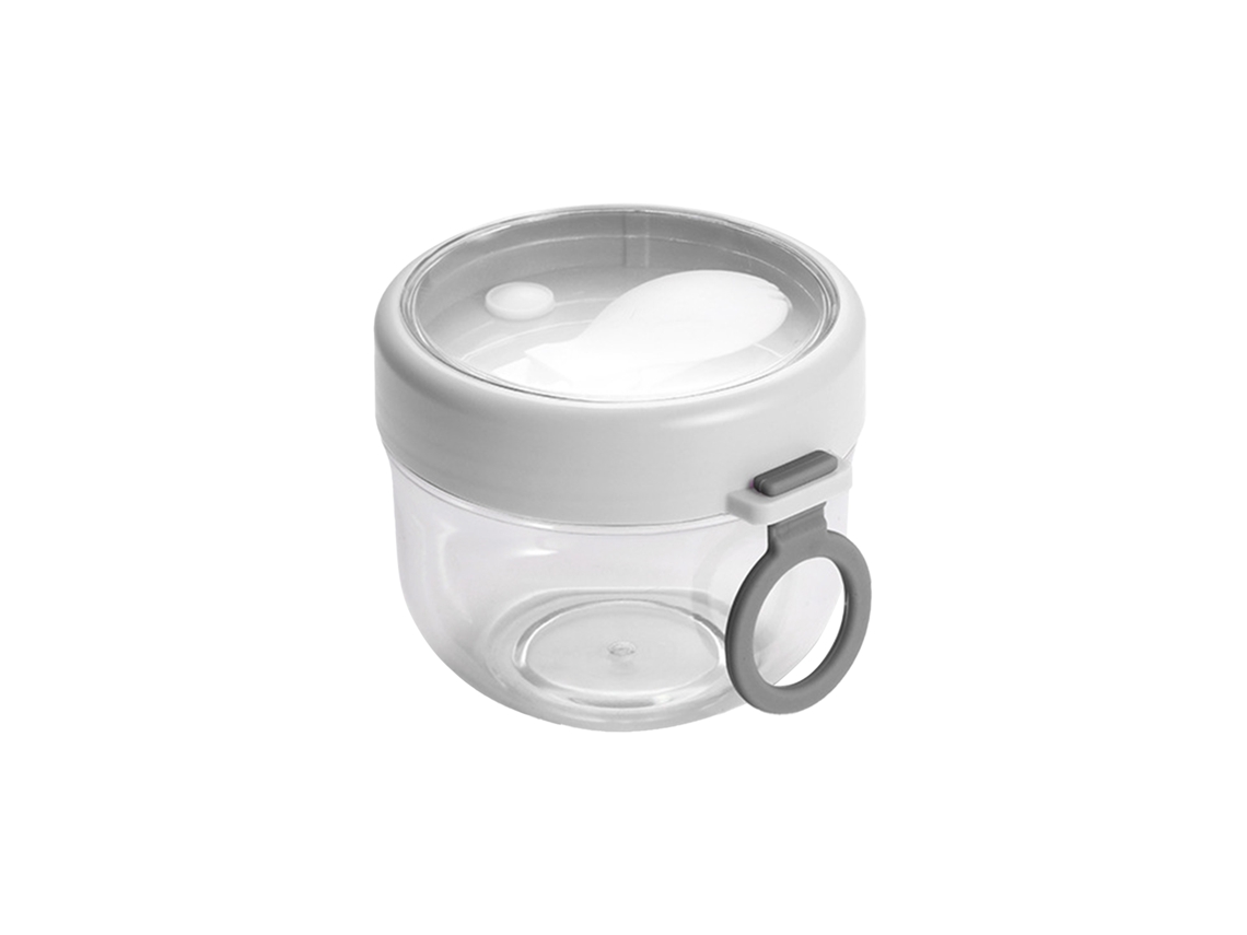Botes portátiles de plástico para yogur con tapa y cuchara, vasos de postre a prueba de fugas para desayuno, tarros de avena, color blanco MEOIRUERY