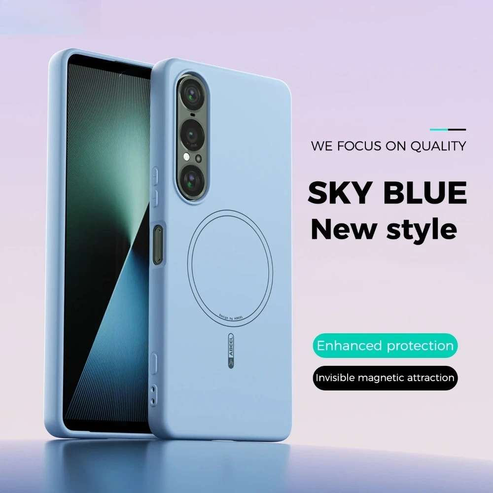 (azul, Sony Xperia 1vii) Elegante Y Suave Funda Protectora De Silicona Líquida Con Cierre Magnético, Compatible Con Magsafe Y Que Ofrece Protección Contra Caídas.