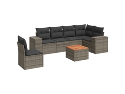 Maison Exclusive - Set De Sofás De Jardín 7 Piezas Con Cojines Ratán Pe Gris