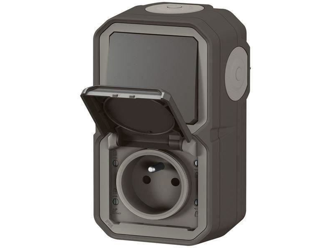 Toma De Corriente Impermeable Pre Cableada Legrand Plexo E Interruptor Bidireccional Antracita