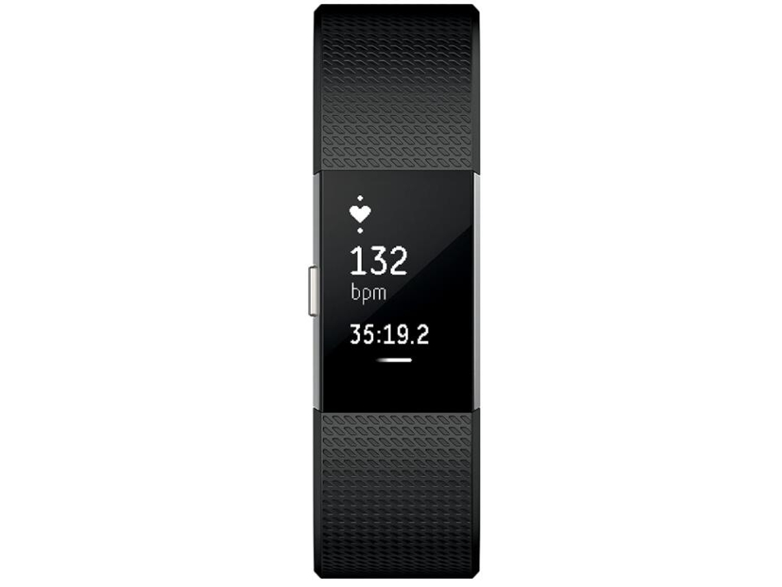 Reloj inteligente FITBIT Charge 2 con esfera negra y correa de silicona Fitness de 38 mm