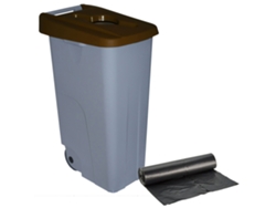 Recipiente Abierto 110L Marrón Alt.88Cm + 10 Bolsas de Basura 120L WELLHOME
