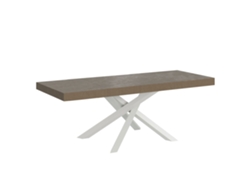Mesa extensible Volantis Premium en gris tórtola 200/460x90 cm con patas blancas Itamoby