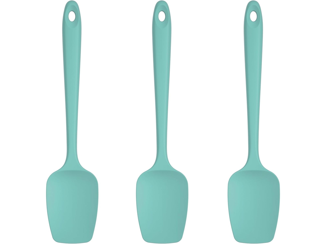 Juego De 3 Espátulas De Silicona Con Forma De Cuchara (verde)