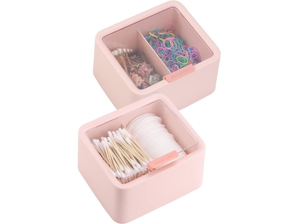 2026-dispensador De Hisopos De Algodón Independiente, Caja De Almacenamiento Para Baño, Rosa