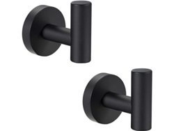 2 Ganchos Para Toallas De Baño De Acero Inoxidable Sus 304 Negro Mate Con Tornillos, Resistentes Al Agua Y Al Óxido.