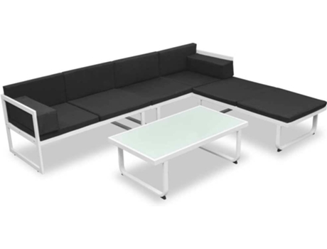 Conjunto 4 de muebles de jardín VIDAXL y cojines aluminio negro
