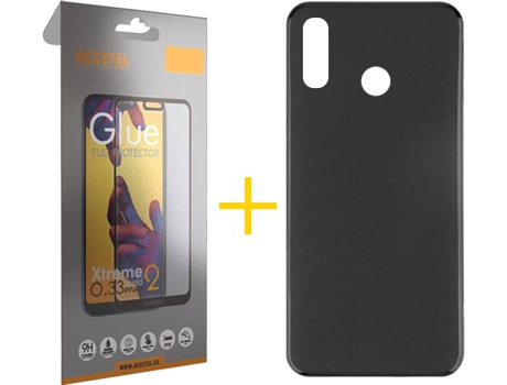 Kit Funda + Protector de Pantalla Huawei P Smart 2019 ACCETEL Liso Negro