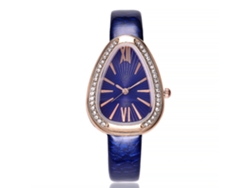 Reloj De Mujer Vansvar De Piel Sintética Con Movimiento De Cuarzo Y Piedras Preciosas - Azul