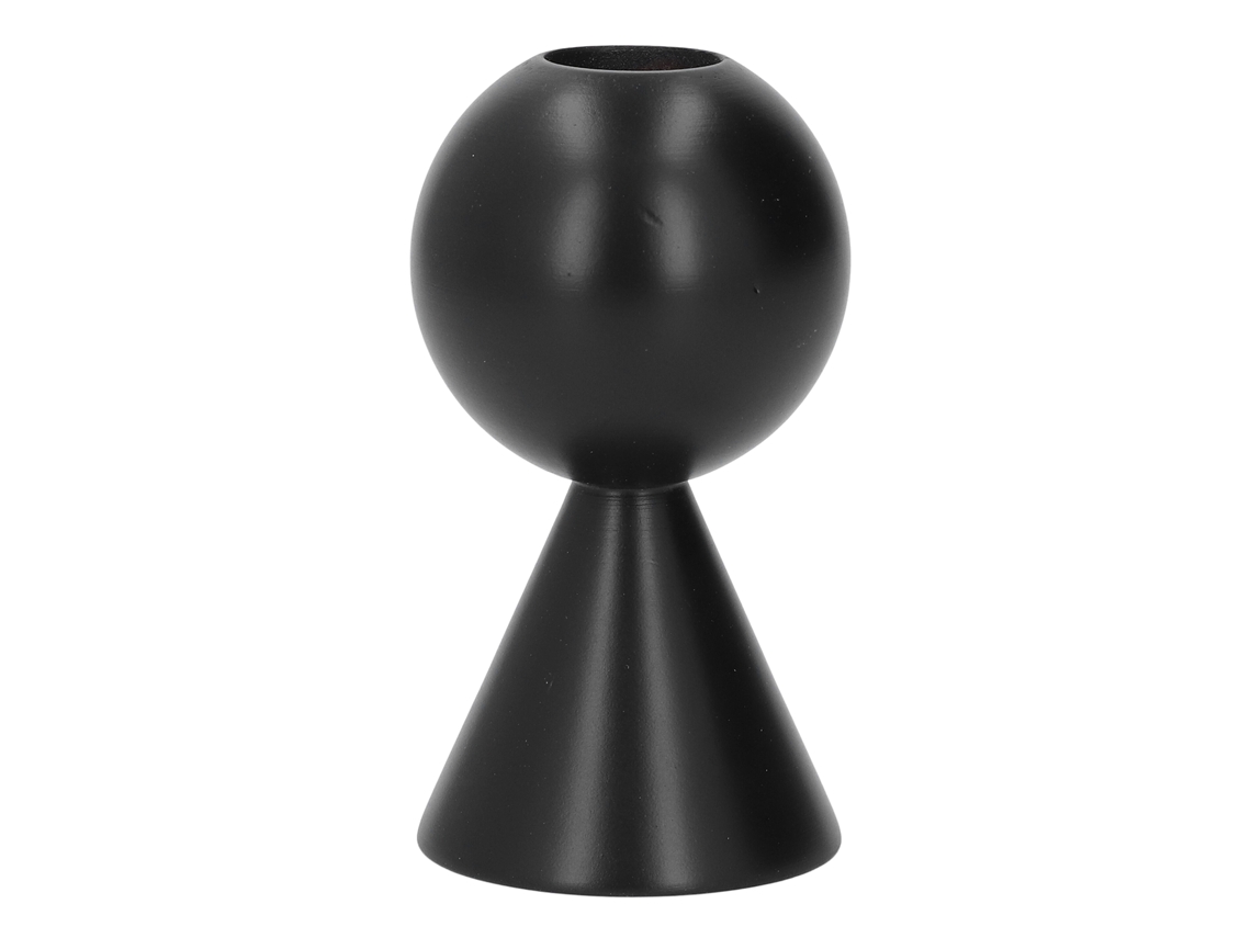 Portavelas Decorativo Rústico De Madera Pintada De Negro Para Mesa, 9,9 Cm De Alto.