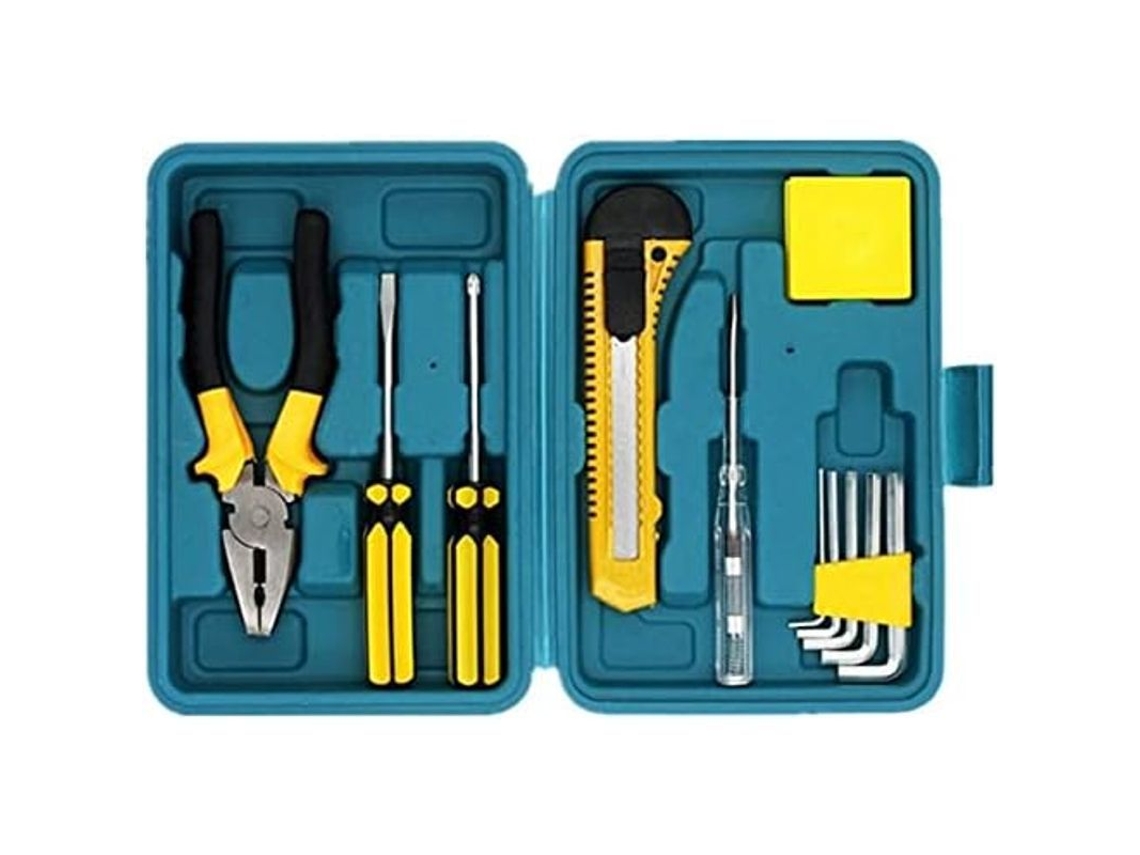 Conjunto De 11 Herramientas Manuales Para Reparación Y Mantenimiento Hogar Diy (20x13x4.5cm)