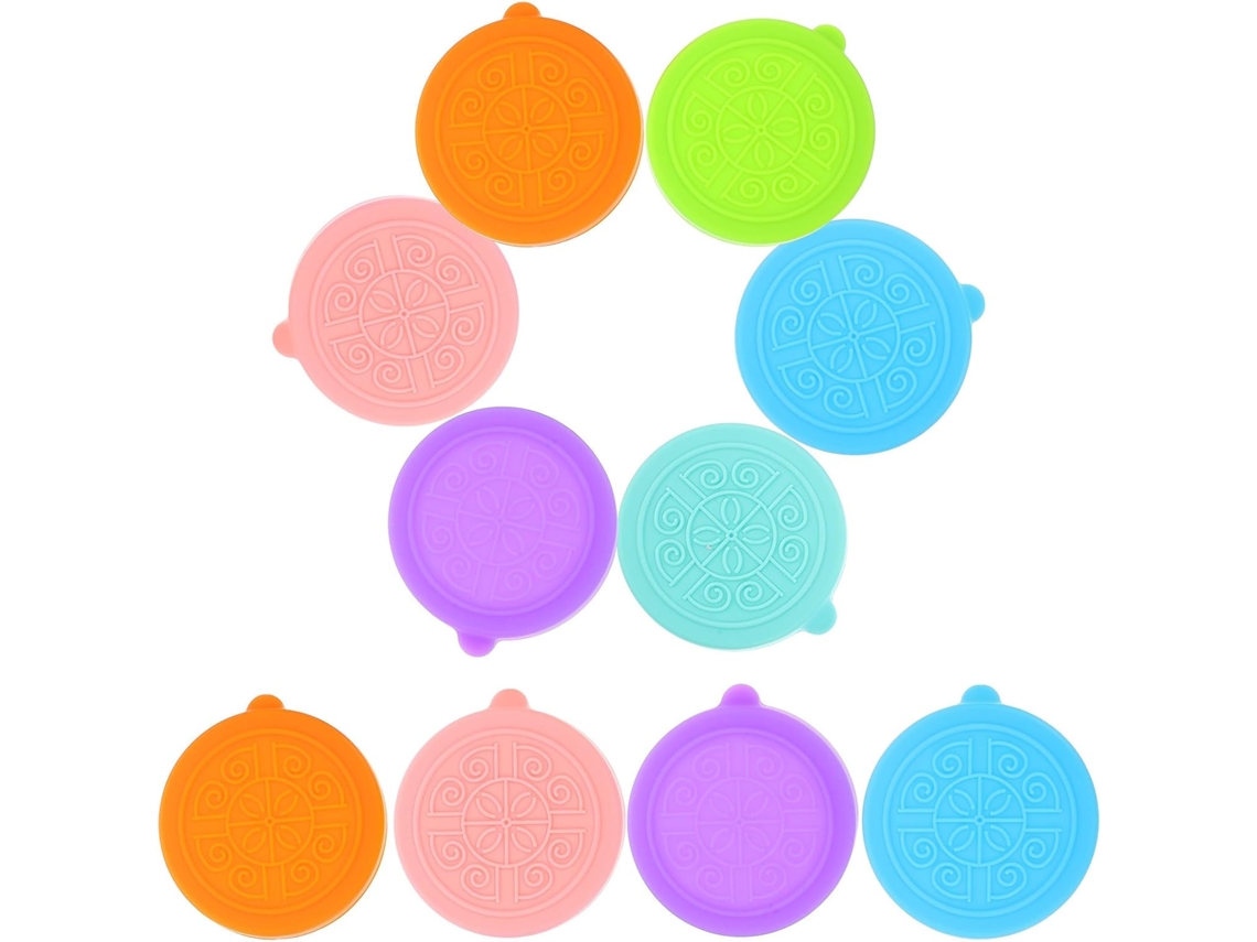 Tapas Silicona Envases Yogur 5 Paquete 12 Coloridas Reutilizables Antiderrame Aptas Recipientes Salsas Cm