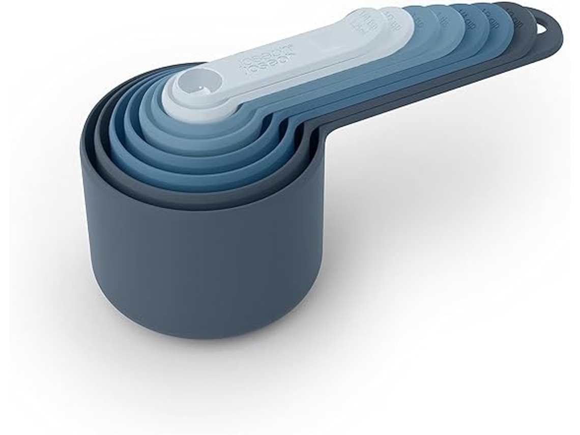 Juego de cuchara y taza medidoras Nest Measure modelo 98999 para uso en la cocina, ahorra espacio, medidas métricas e imperiales, diseño apilable, Joseph Joseph