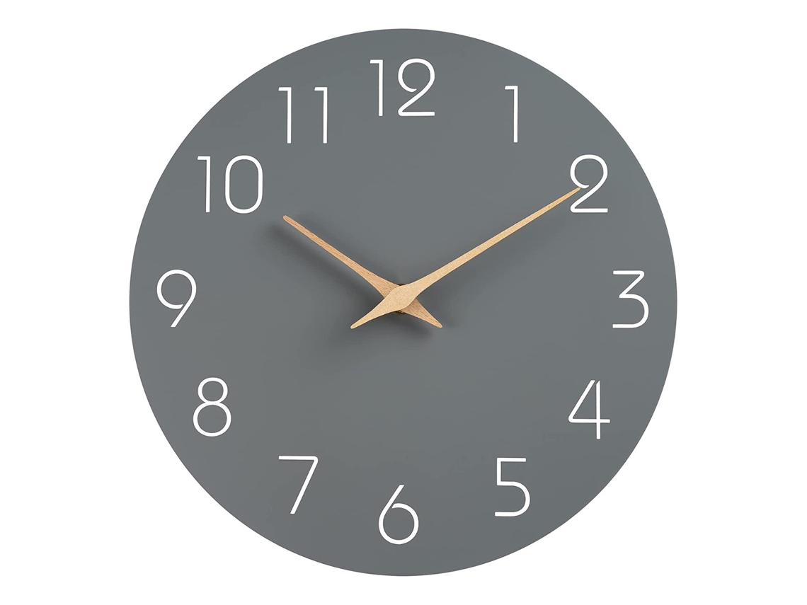 Reloj de pared, silencioso de madera gris, decorativo, para dormitorio, cocina, casa, oficina Kofihety