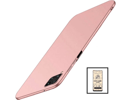 Kit Cristal Templado CeramicGlass Full Cover y Funda SlimShield Samsung Galaxy A42 5G PHONECARE Rosa