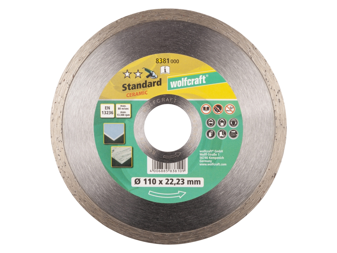 Wolfcraft 8381000 - 1 Disco De Corte De Diamante Standard Ceramic Ø 110 Mm