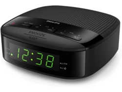 Radio reloj FM Philips R3205/12, color negro (alarma dual, temporizador de apagado, diseño compacto, radio FM digital, batería de respaldo)