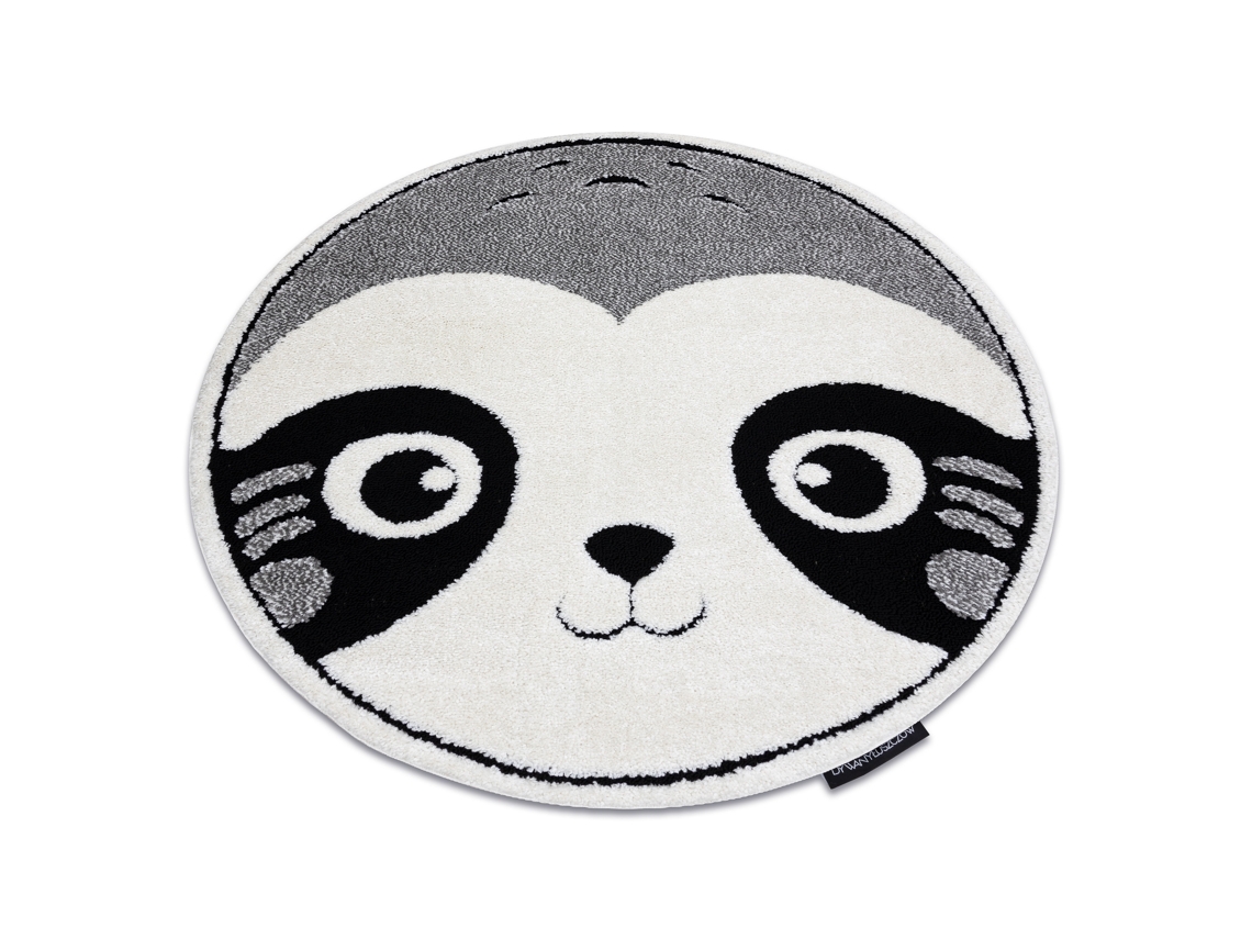 Alfombra Infantil Moderna Joy Circulo Panda Para Niños - Estructura Dos Niveles de Vellón Gris / Crema (circulo 160 cm)