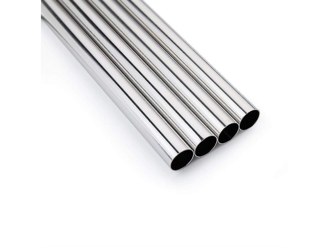 2026da-pajitas De Acero Inoxidable Reutilizables 12mm Extra Anchos Con Cepillo De Limpieza 4 Piezas Plata