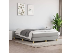 Cama box spring con colchón tela gris claro 140x200 cm