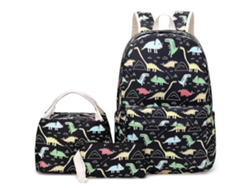 Mochilas para estudiantes, mochila escolar de tres piezas, bolsa térmica negra con estampado de dibujos animados, Chennnls
