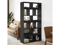 Biombo plegable | Separador de ambientes 100x33x187,5 cm, fabricado en derivados de madera, color negro.
