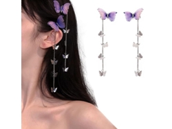 Pinza Para El Cabello Katea Butterfly, Par De Pinzas Moradas Con Borla Para Mujeres Y Niñas.