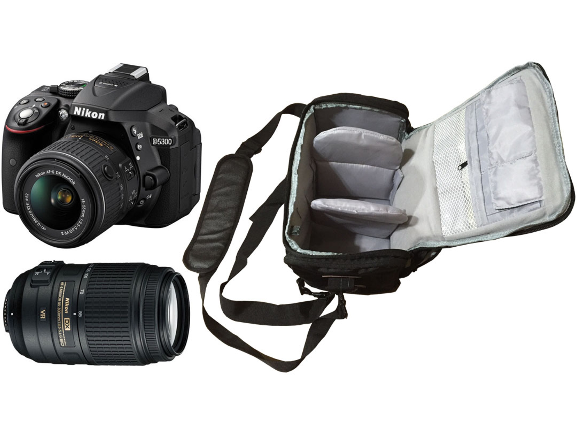 Kit Cámara Réflex NIKON D5300 18-55 VR II 55-300 (Negro)