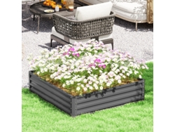 Jardinera elevada, jardinera, huerto, terraza, balcón, acero, gris claro, 120 x 120 x 30 cm