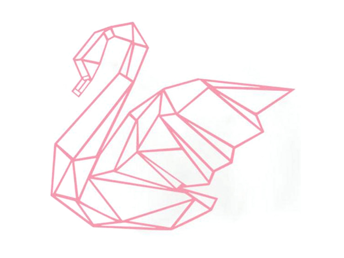 Adhesivo de pared geométrico de pato Baok, arte animal, calcomanía decorativa para sala de estar, dormitorio, hogar, rosa M