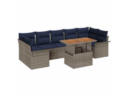 Maison Exclusive - Conjunto De Sofá De Jardín 8 Pcs Gris Poliratán