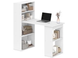 Mesa de Computador com Espaço de Armazenamento, 6 Compartimentos, 120x55x120cm Branca VISTA SHOP
