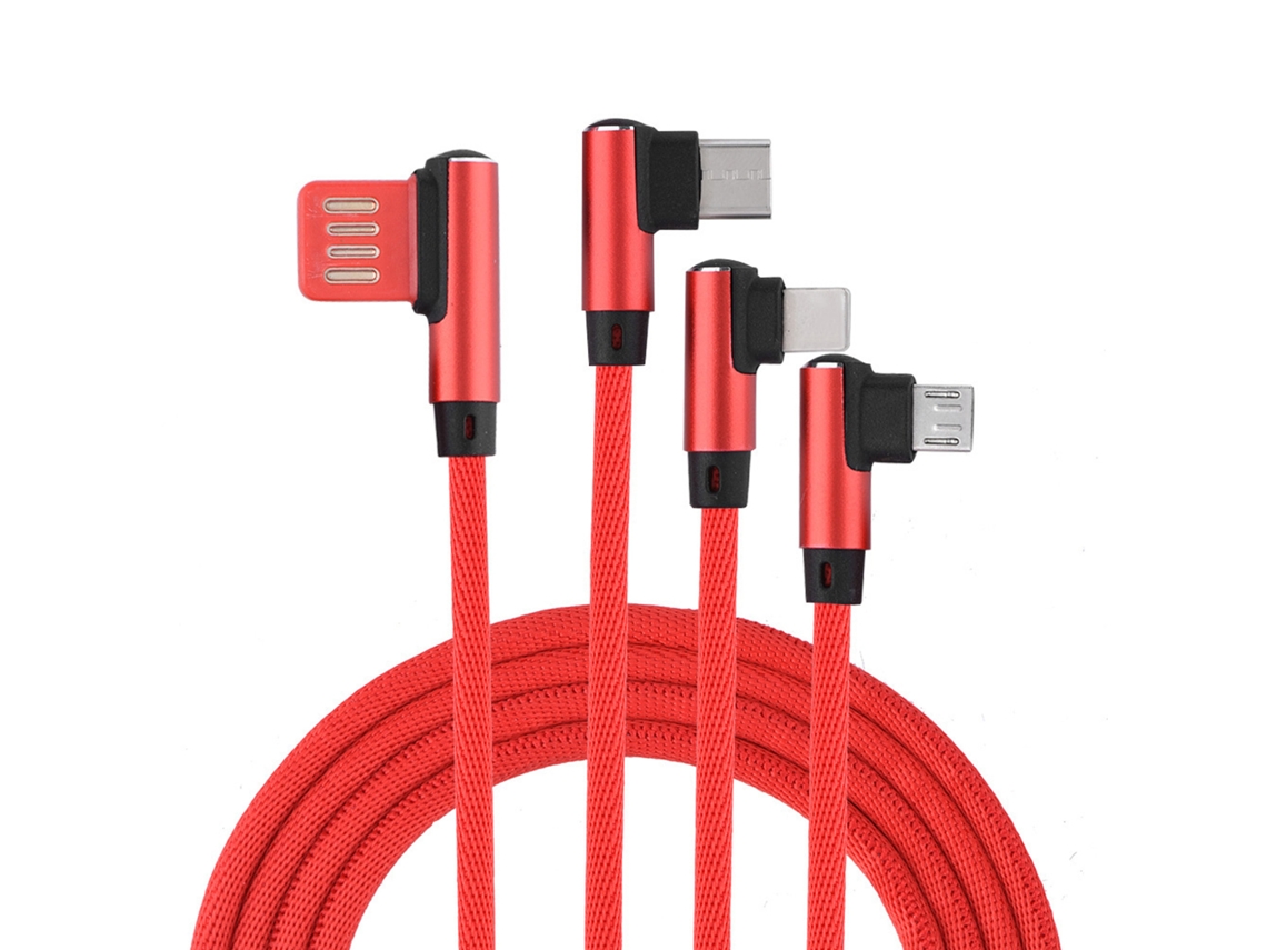Cable de datos de aleación de aluminio y nailon de 1,5 m, cable de carga rápida tres en uno EOOCOO (carga rápida, de uno a tres)