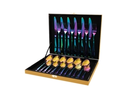 Juego de cubiertos de acero inoxidable, 24 piezas, para 6 personas, multicolor Siurn
