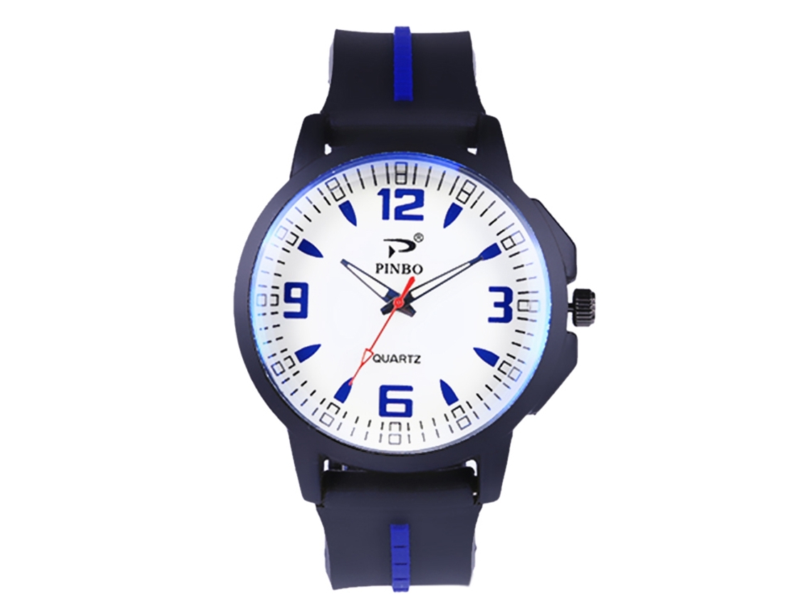 Reloj Deportivo De Pulsera Para Hombre Con Correa De Silicona Azul - Movimiento De Cuarzo De Precisión