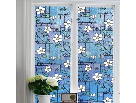 Pegatina estática cuadrada esmerilada de pequeña flor, película decorativa para ventana de privacidad, multicolor, 44,5x200 cm